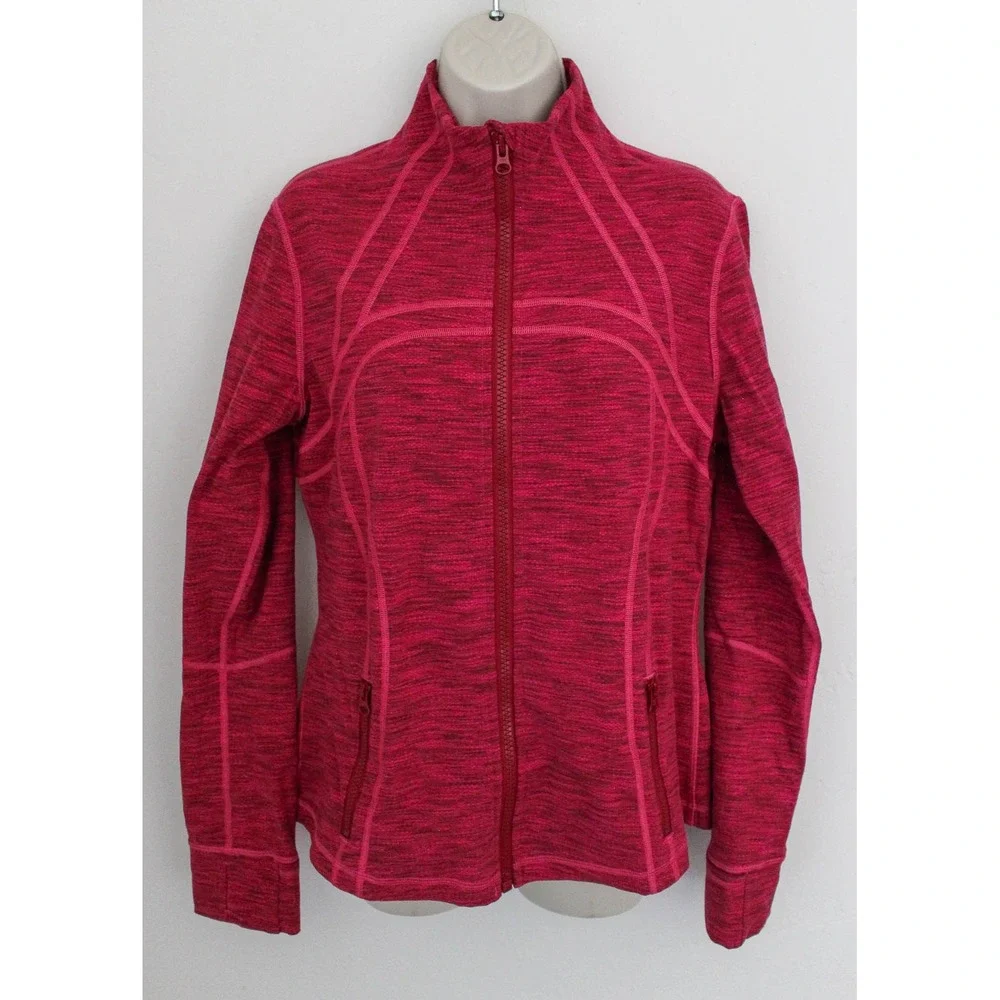 Lululemon Define Jacket Size 12 Pink Space Dye‎ Full Zip Thumbholes Original